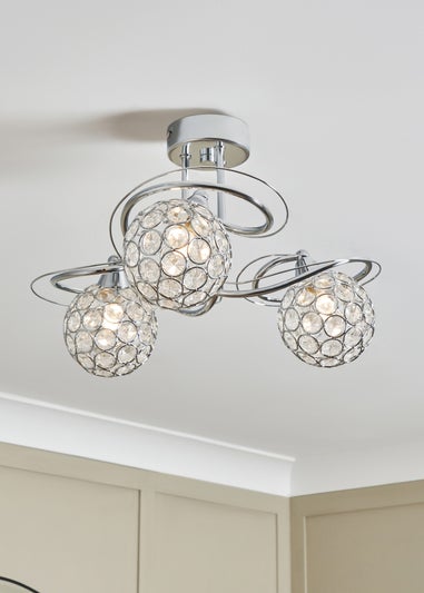 BHS Chrome Orianna Flush 3 Light (22cm x 43cm)