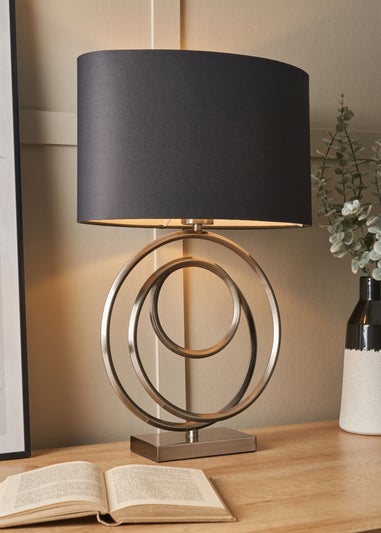 BHS Black/Grey Swirl Base Table Lamp (55cm x 37cm)