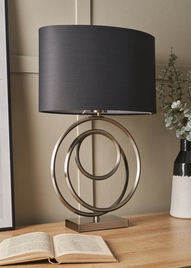 BHS Black/Grey Swirl Base Table Lamp (55cm x 37cm)