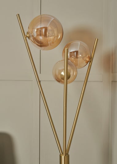 BHS Antique Brass Lincoln Tripod 3 Light Floor Lamp (156cm x 56cm)