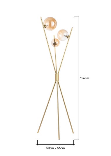 BHS Antique Brass Lincoln Tripod 3 Light Floor Lamp (156cm x 56cm)