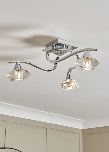 BHS Chrome Bella Flush Ceiling 3 Light (15cm x 45cm)