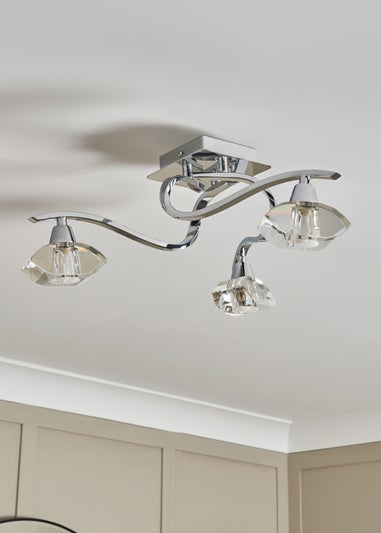 BHS Chrome Bella Flush Ceiling 3 Light (15cm x 45cm)