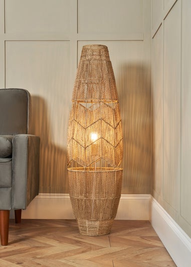 BHS Natural Jute Woven String Floor Lamp (110cm x 33cm)