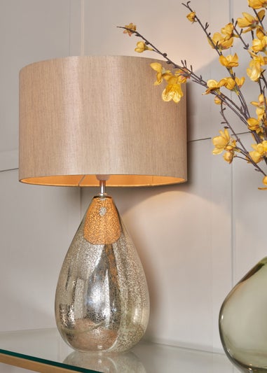 BHS Champagne Renley Crackle Table Lamp (53cm x 32cm)