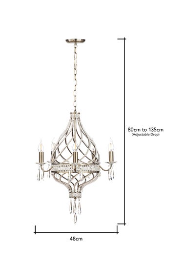 BHS Chrome Evelyn Chandelier Brass (80-135cm x 48cm)