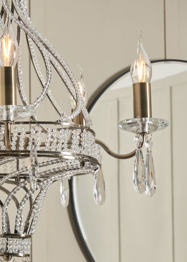 BHS Chrome Evelyn Chandelier Brass (80-135cm x 48cm)