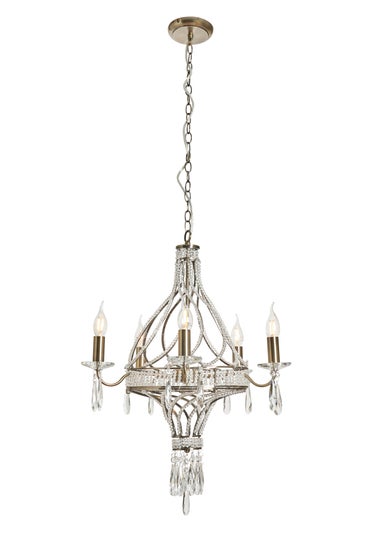 BHS Chrome Evelyn Chandelier Brass (80-135cm x 48cm)