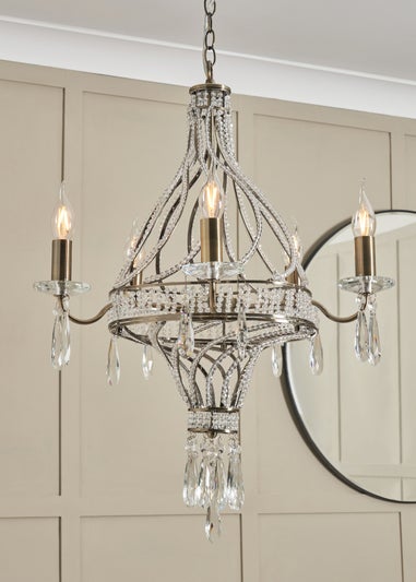 BHS Chrome Evelyn Chandelier Brass (80-135cm x 48cm)