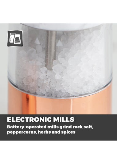 Tower Marble White And Rose Gold Electric Salt & Pepper Mill