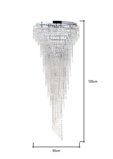 BHS Chrome Leila Ceiling Light (135cm x 55cm)