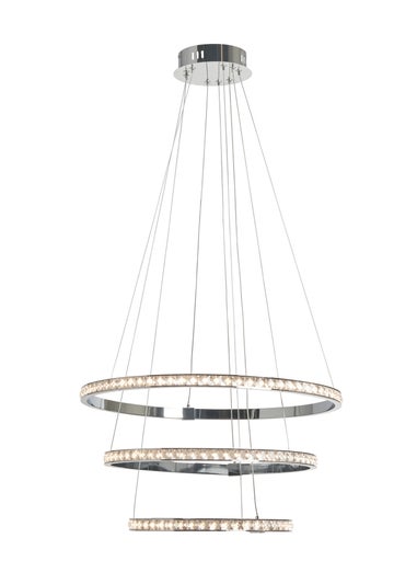 BHS Chrome Comet 3 Ring Integrated LED Pendant (80-120cm x 50cm)