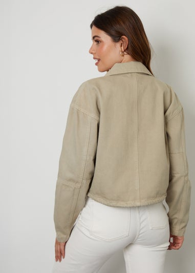 Threadbare Soft Green Cinzia Lightweight Cotton Twill Utility Jacket