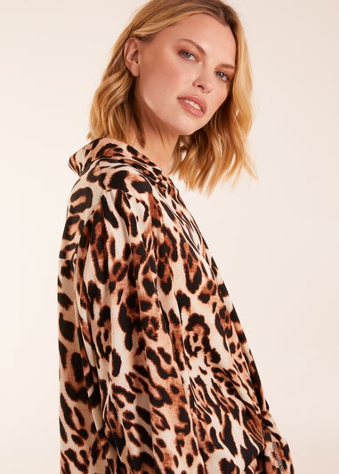 Blue Vanilla Stone Leopard Print Blouse