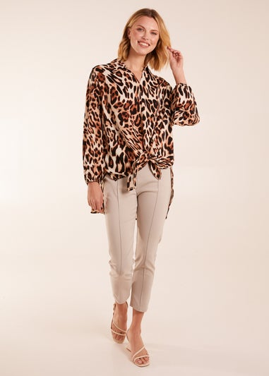 Blue Vanilla Stone Leopard Print Blouse