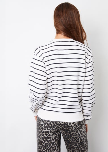 Threadbare Cream Stripe Varsity Sweatshirt