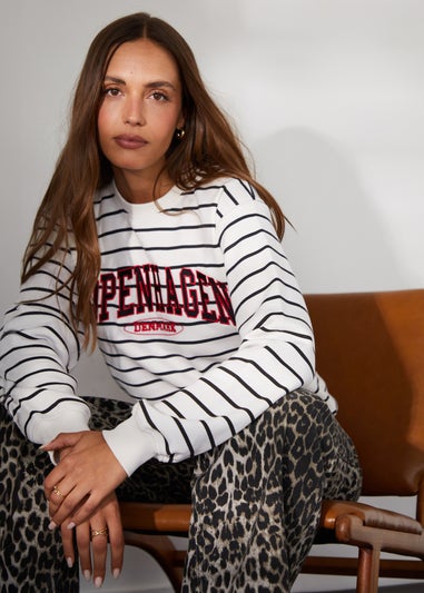 Threadbare Cream Stripe Varsity Sweatshirt