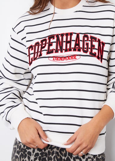 Threadbare Cream Stripe Varsity Sweatshirt