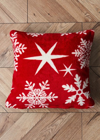 BHS Red Christmas Snow Flake Cushion