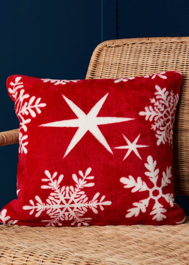 BHS Red Christmas Snow Flake Cushion