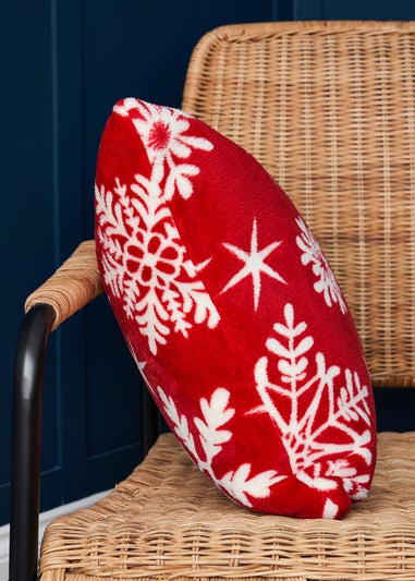 BHS Red Christmas Snow Flake Cushion