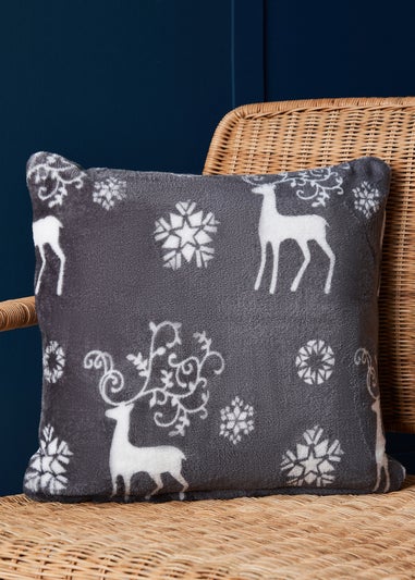 BHS Grey Christmas Stag Cushion