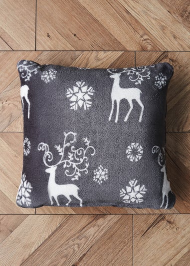 BHS Grey Christmas Stag Cushion