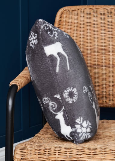 BHS Grey Christmas Stag Cushion