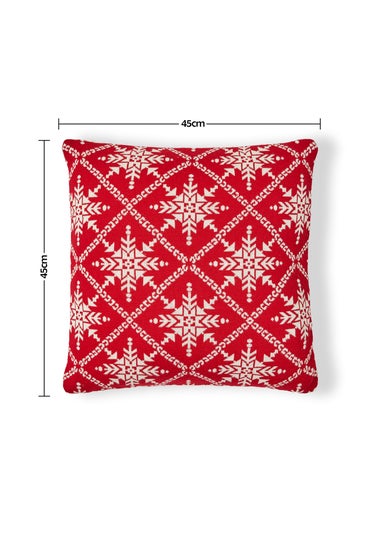 BHS Red Christmas Design Cushion