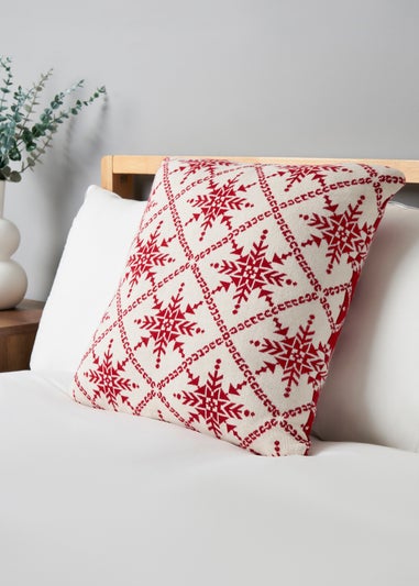 BHS Red Christmas Design Cushion