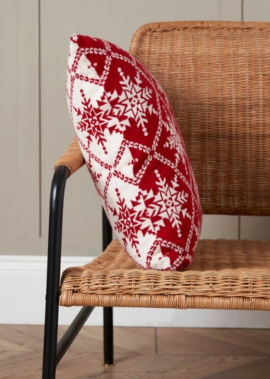 BHS Red Christmas Design Cushion