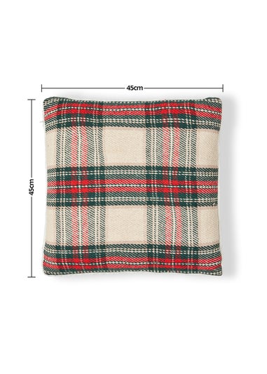 BHS Check Cushion with Faux-Shearling Back