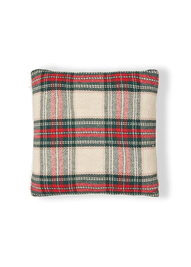 BHS Check Cushion with Faux-Shearling Back