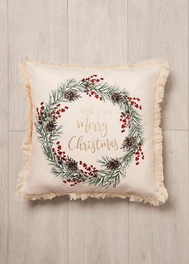 BHS Cream Wreath Cushion