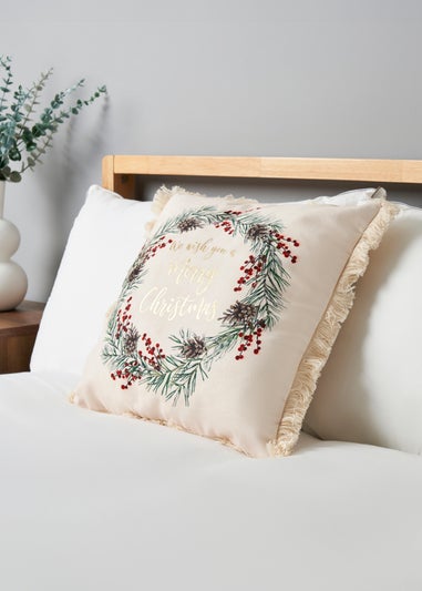 BHS Cream Wreath Cushion