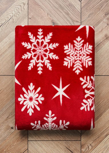 BHS Red Christmas Snow Flake Throw