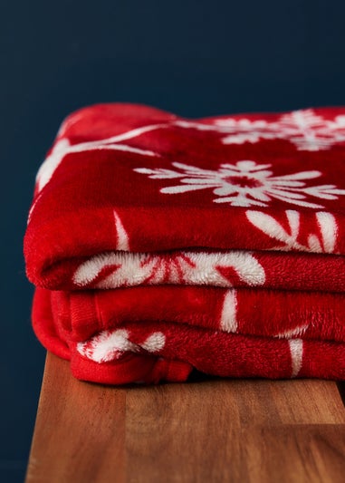 BHS Red Christmas Snow Flake Throw