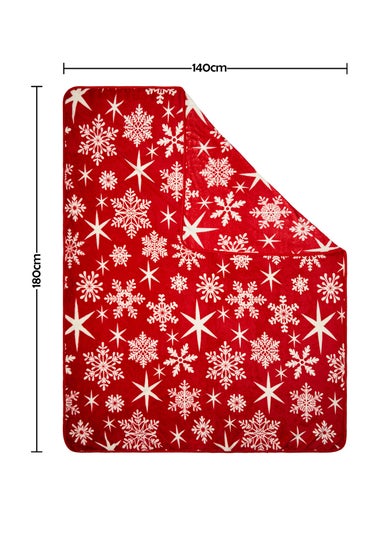 BHS Red Christmas Snow Flake Throw