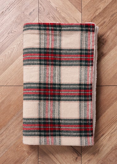 BHS Check Throw with Faux-Shearling Back