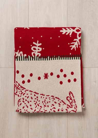 BHS Red Christmas Patchwork Throw