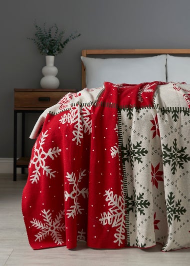 BHS Red Christmas Patchwork Throw