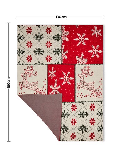 BHS Red Christmas Patchwork Throw