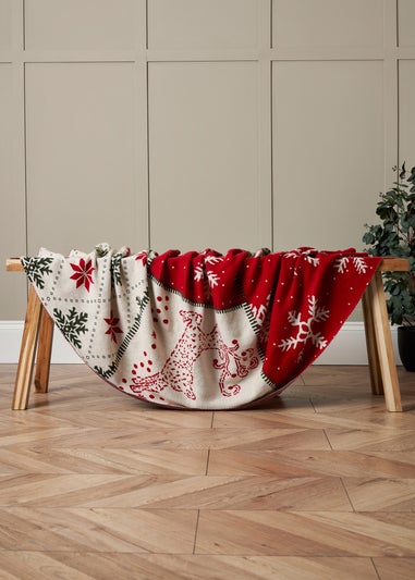 BHS Red Christmas Patchwork Throw