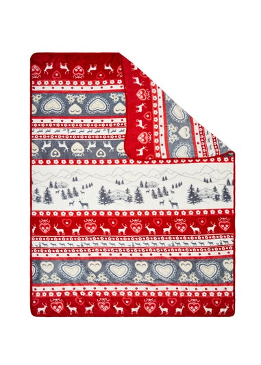 BHS Red Christmas Winter Snow Throw