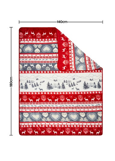 BHS Red Christmas Winter Snow Throw