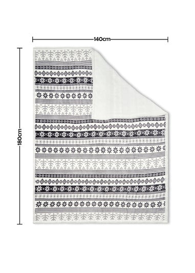 BHS Grey Fair Isle Throw with Faux-Shearling Back