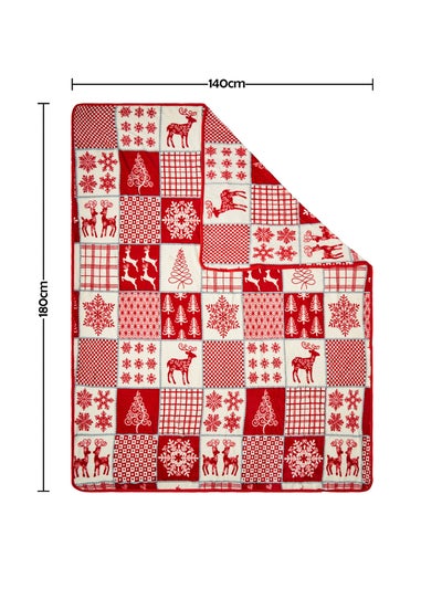 BHS Red Winter Patchwork Throw