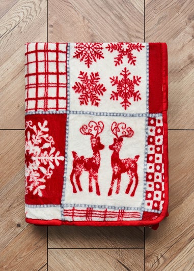 BHS Red Winter Patchwork Throw