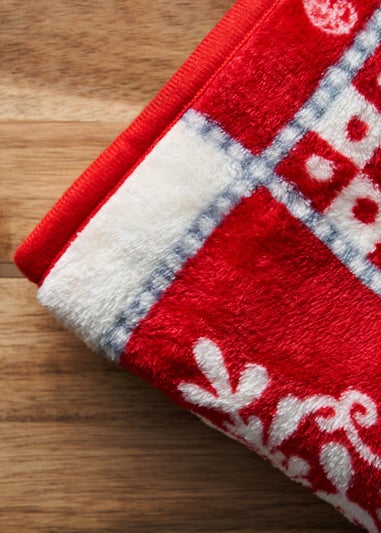 BHS Red Winter Patchwork Throw