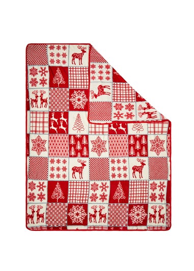 BHS Red Winter Patchwork Throw